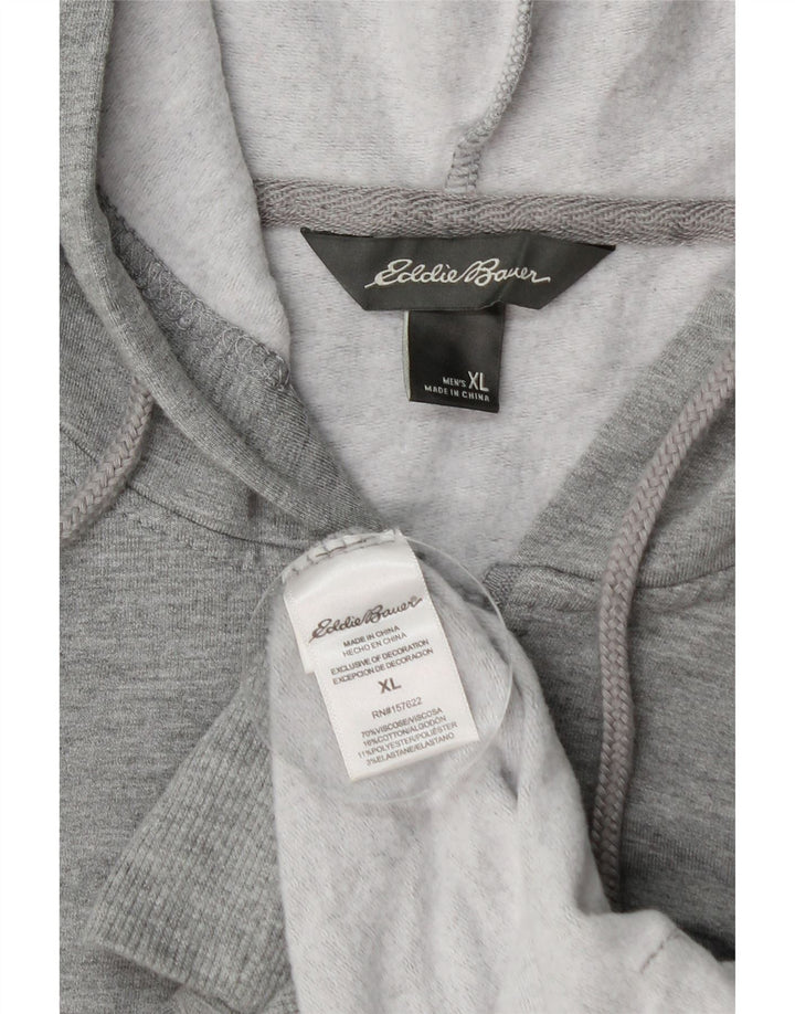 EDDIE BAUER Mens Zip Hoodie Sweater XL Grey Viscose