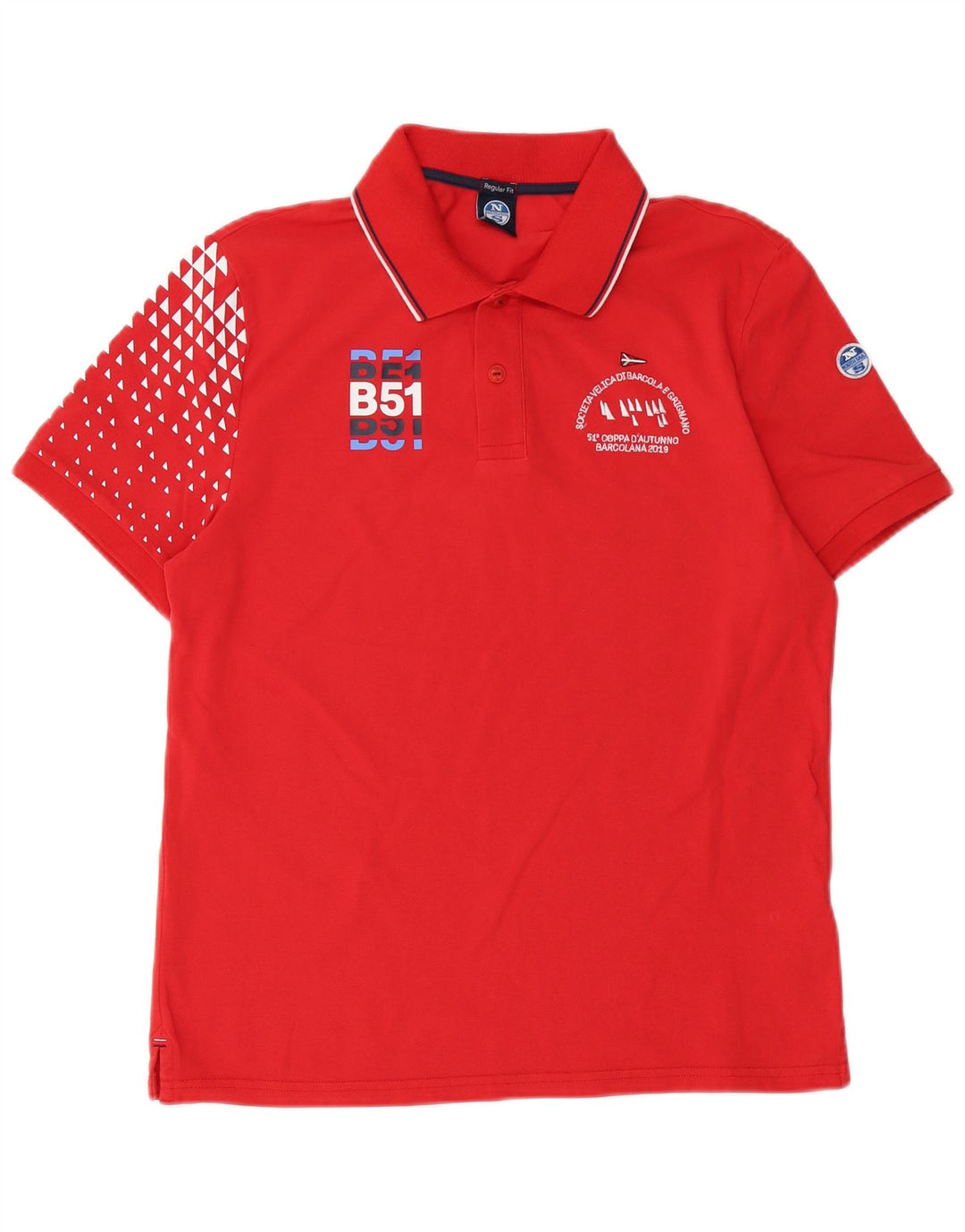 North Sails Mens Barcolana 51 Graphic Regular Fit Polo Shirt Medium Red