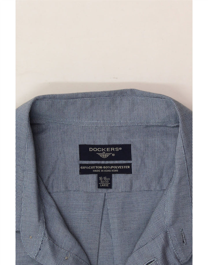 DOCKERS Mens Shirt Size 16 16 1/2 Large Blue Spotted Cotton Vintage Dockers and Second-Hand Dockers from Messina Hembry 