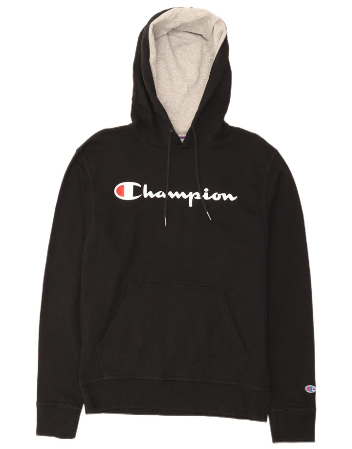 Champion Mens Graphic Hoodie Jumper Small Black