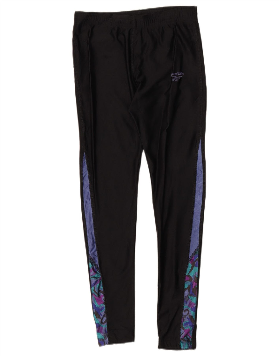 Reebok Womens Leggings UK 12 Medium Black Colourblock Polyester