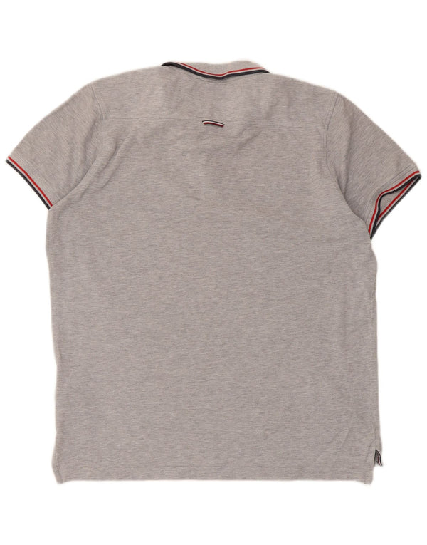 Tommy Hilfiger Herre Slim Fit Polo Shirt Stor grå stribet bomuld
