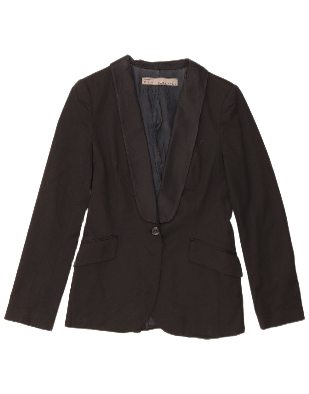 Giacca blazer a 1 bottone da donna Zara UK 8 piccola in poliestere nero