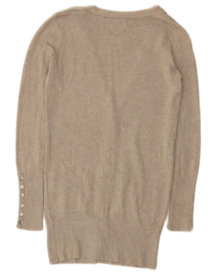 Zara Womens Cardigan Sweater UK 8 Small Beige Rayon