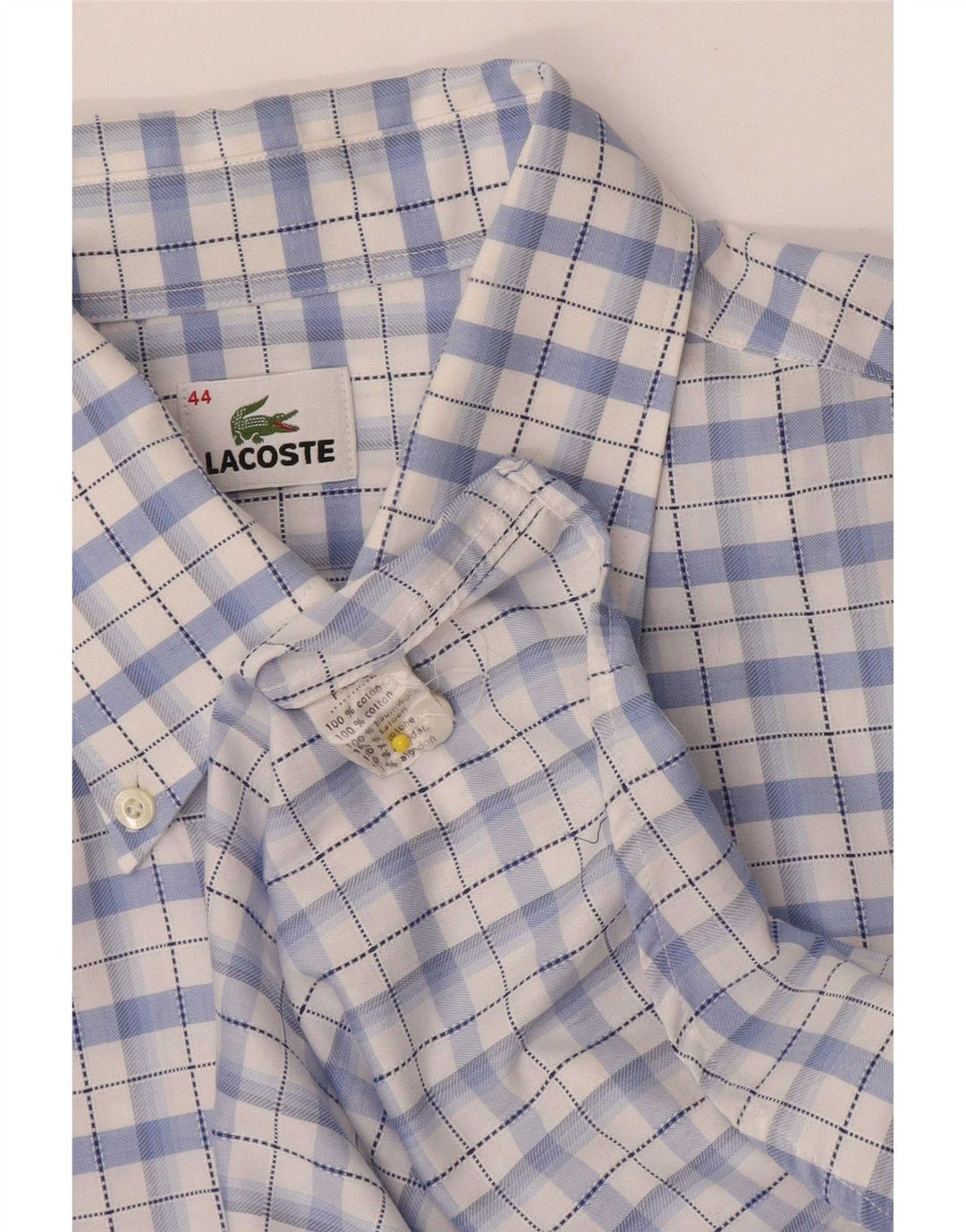 Camisa masculina Lacoste tamanho 44 XL algodão xadrez azul