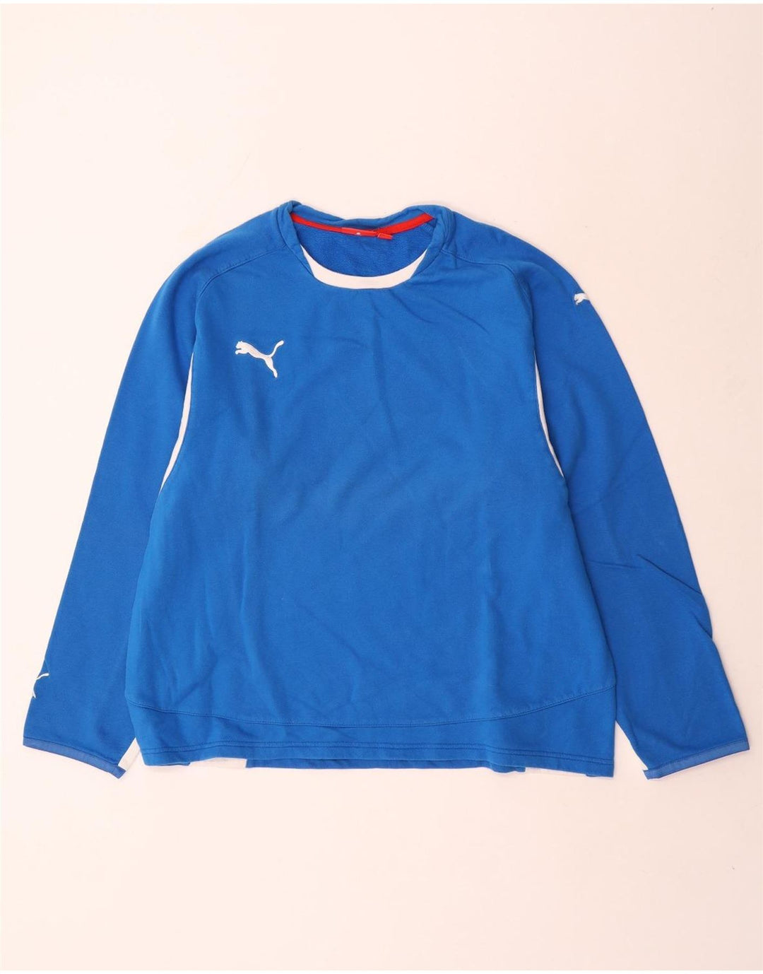 Puma Womens Top Long Sleeve UK 14 Medium Blue Colourblock Cotton