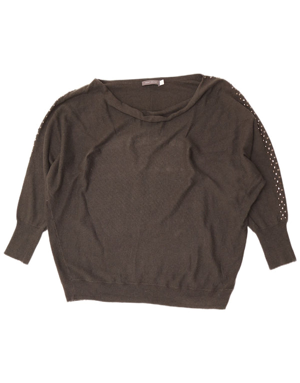 MINT VELVET Pull à manches 3/4 et col bateau pour femme UK 16 Large Gris