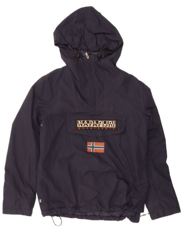 Napapijri Herre grafisk hættejakke anorak UK 40 Stor marineblå polyamid