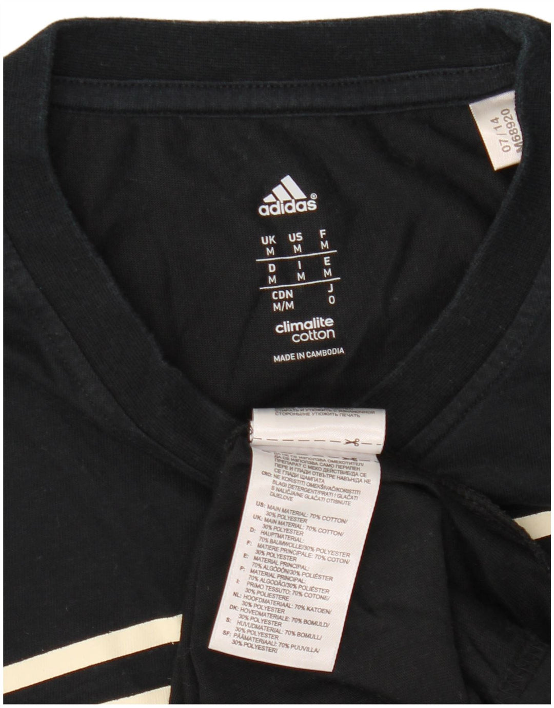 Adidas Mens Climalite Graphic T-Shirt Top Medium Black Cotton