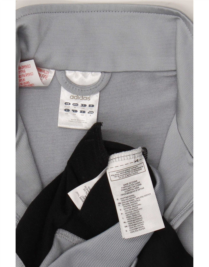 Adidas Boys Tracksuit Top Jacket 11-12 Years Grey Colourblock Polyester