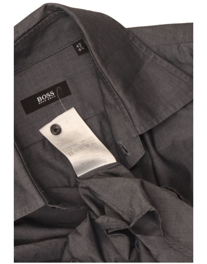 Hugo Boss Mens Shirt Size 42 16 1/2 Large Grey Cotton