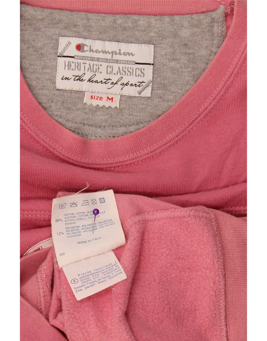 Champion Womens Heritage Classics Sweatshirt Jumper UK 14 Medium Pink