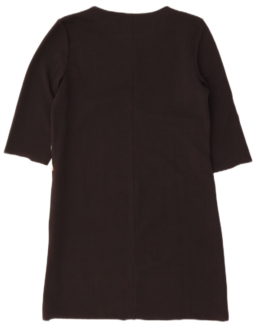 ZARA Womens Abstract Pattern 3/4 Sleeve A-Line Dress UK 10 Small Black