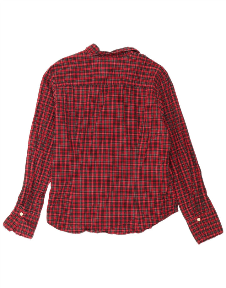 Eddie Bauer Womens Flannel Shirt UK 16 Large Red Check Cotton