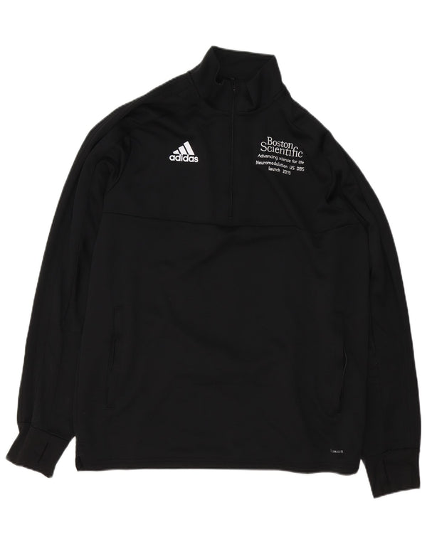 Felpa da uomo Adidas Climalite Graphic Zip Neck Felpa grande nera