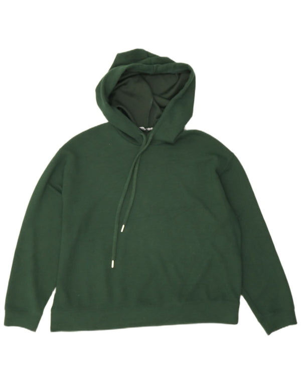 Zara Damen Übergroßer Kapuzenpullover UK 10 Small Grün Polyester