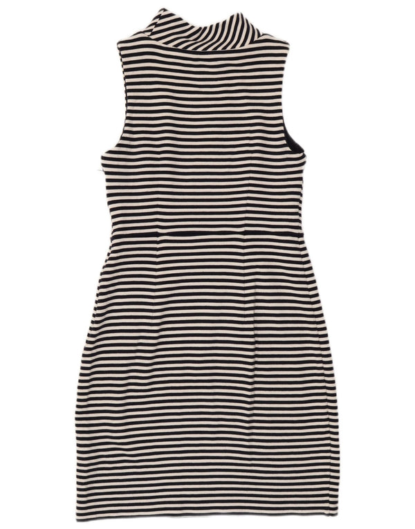 BODEN Womens Sleeveless Sheath Dress UK 12 Medium Black Striped Cotton