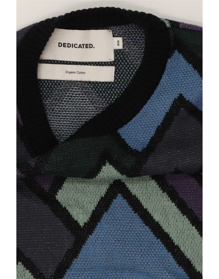 Vintage Mens Crew Neck Jumper Sweater Medium Multicoloured Geometric Cotton