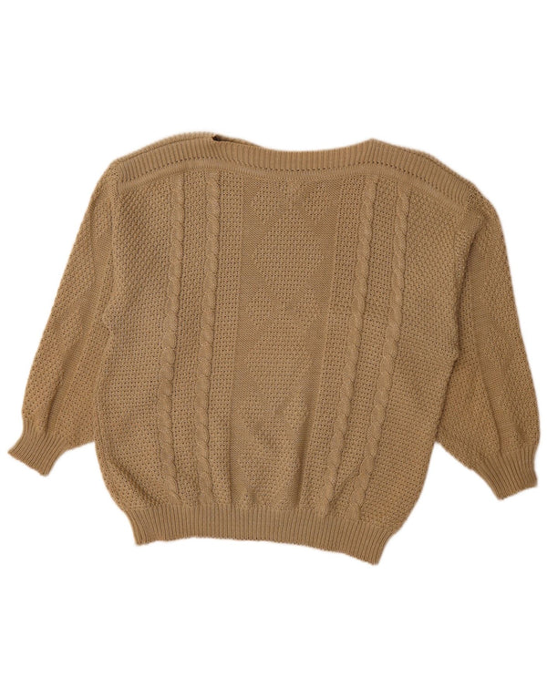 Suéter feminino vintage com gola canoa grande UE 48 2XL marrom