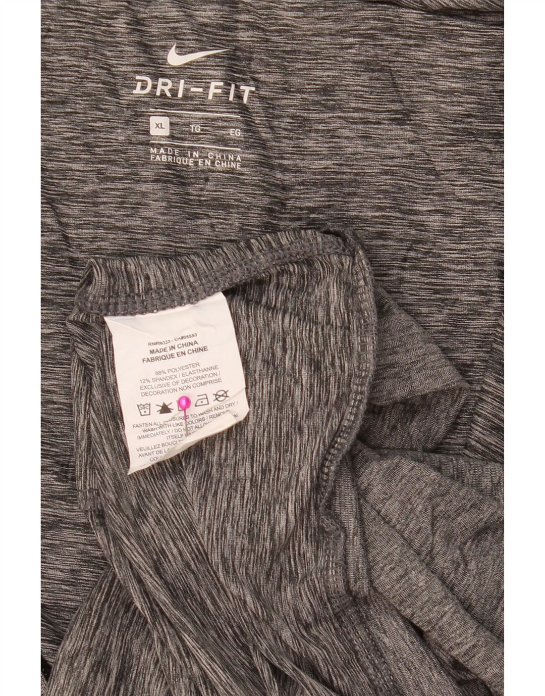 NIKE Mens Dri Fit Zip Hoodie Sweater XL Grey Flecked Polyester