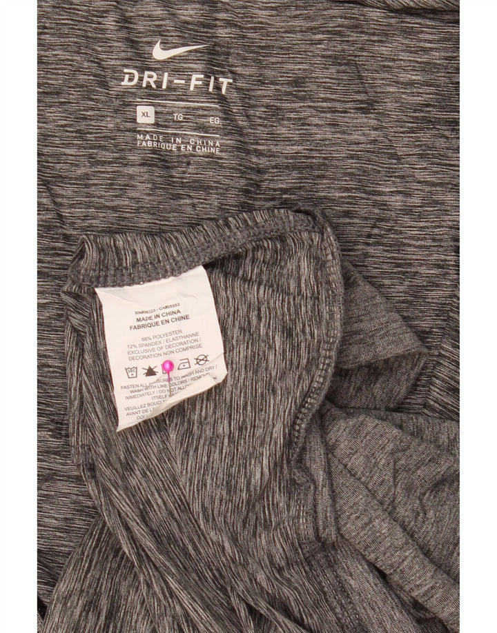 NIKE Mens Dri Fit Zip Hoodie Sweater XL Grey Flecked Polyester