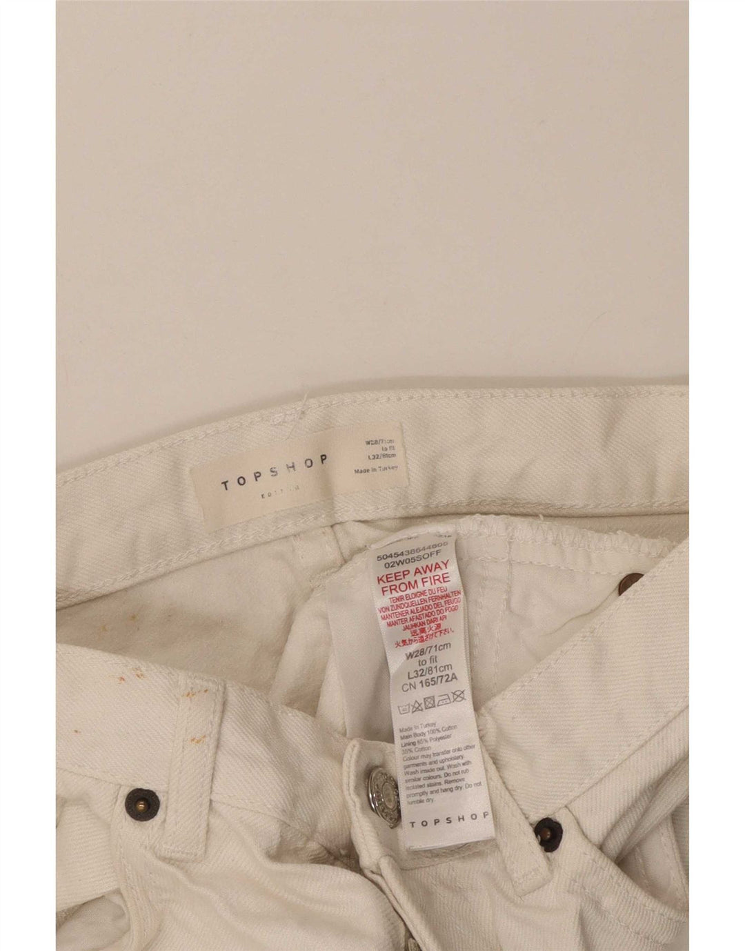Topshop Womens Denim Shorts W28 Medium White Polyester