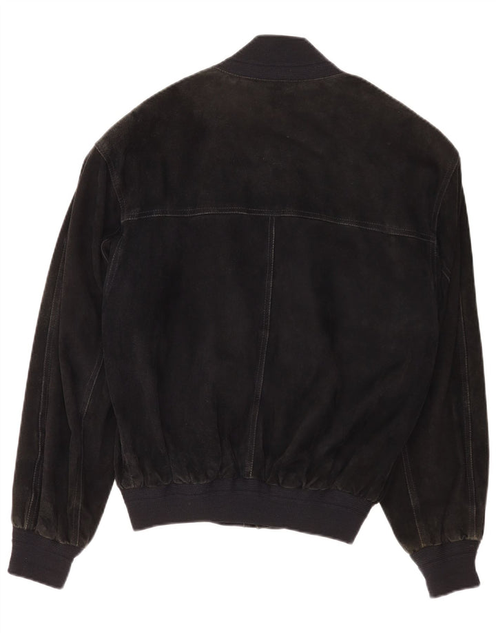 Bomber vintage pentru bărbați din piele intoarsa IT 48 Medium Black Leather