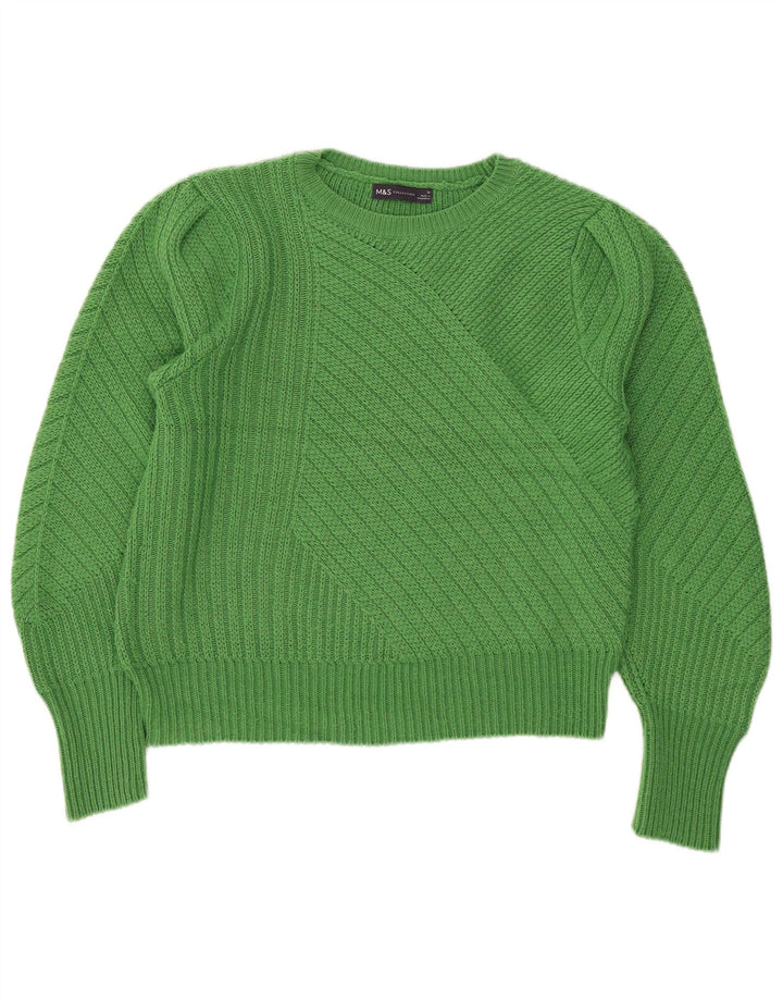 Marks & Spencer Womens Boat Neck Jumper Sweater UK 12 Medium Green