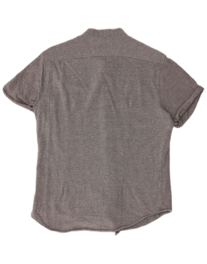 Zara Mens Short Sleeve Slim Fit Shirt Large Grey
