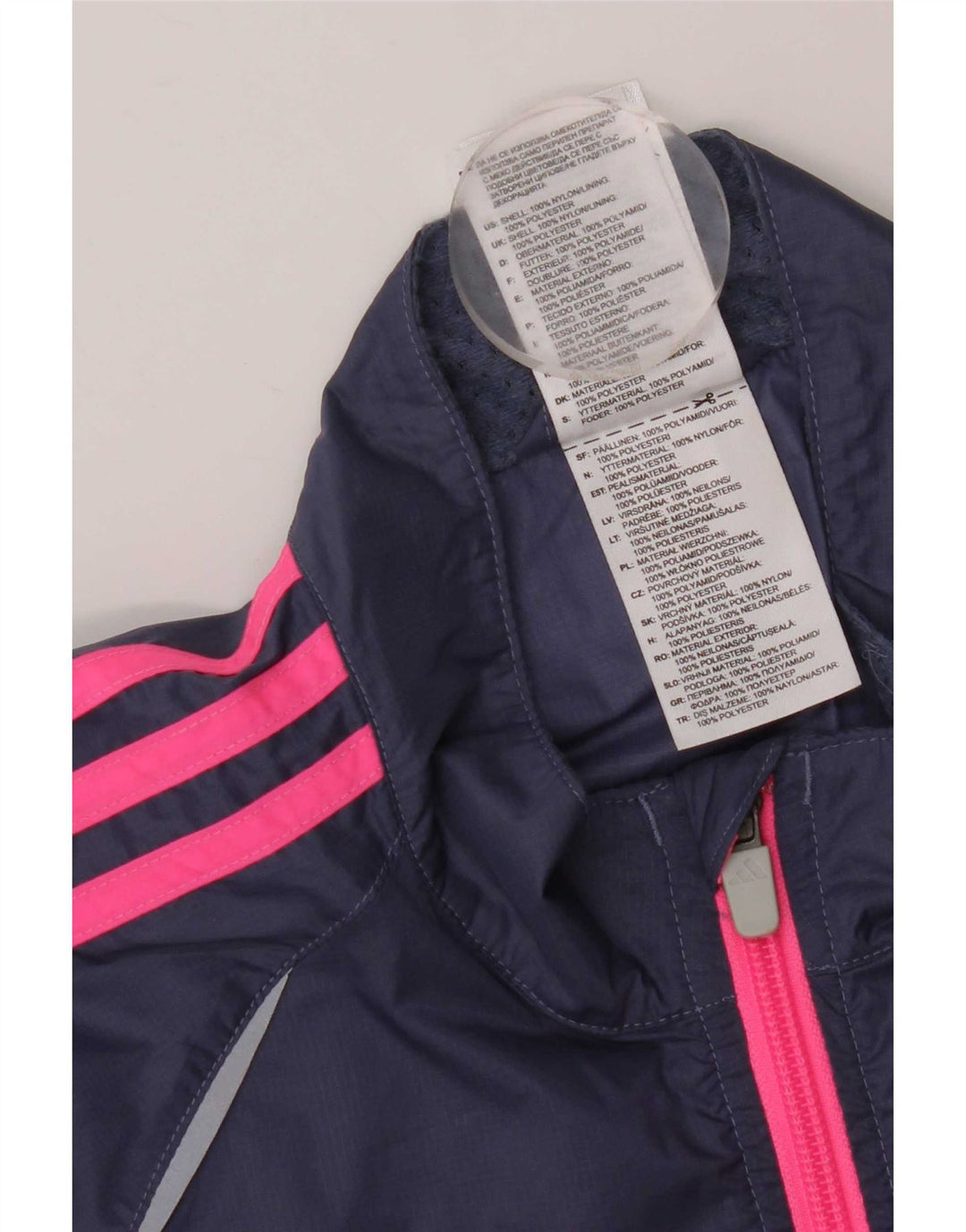 Adidas Womens Tracksuit Top Jacket UK 16 Large Navy Blue Nylon