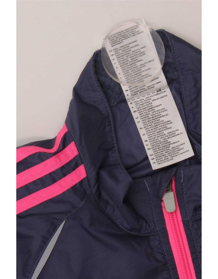 Adidas Womens Tracksuit Top Jacket UK 16 Large Navy Blue Nylon