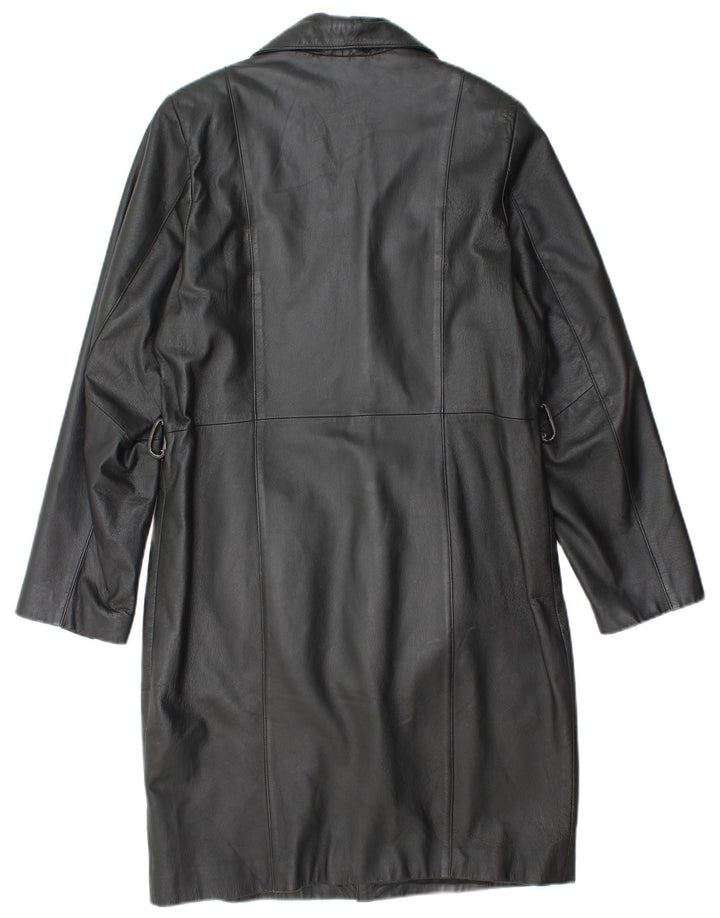 Cappotto in pelle da donna VINTAGE UK 14 Pelle nera media
