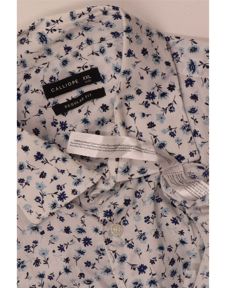 Calliope Mens Regular Fit Shirt 2XL White Floral Cotton