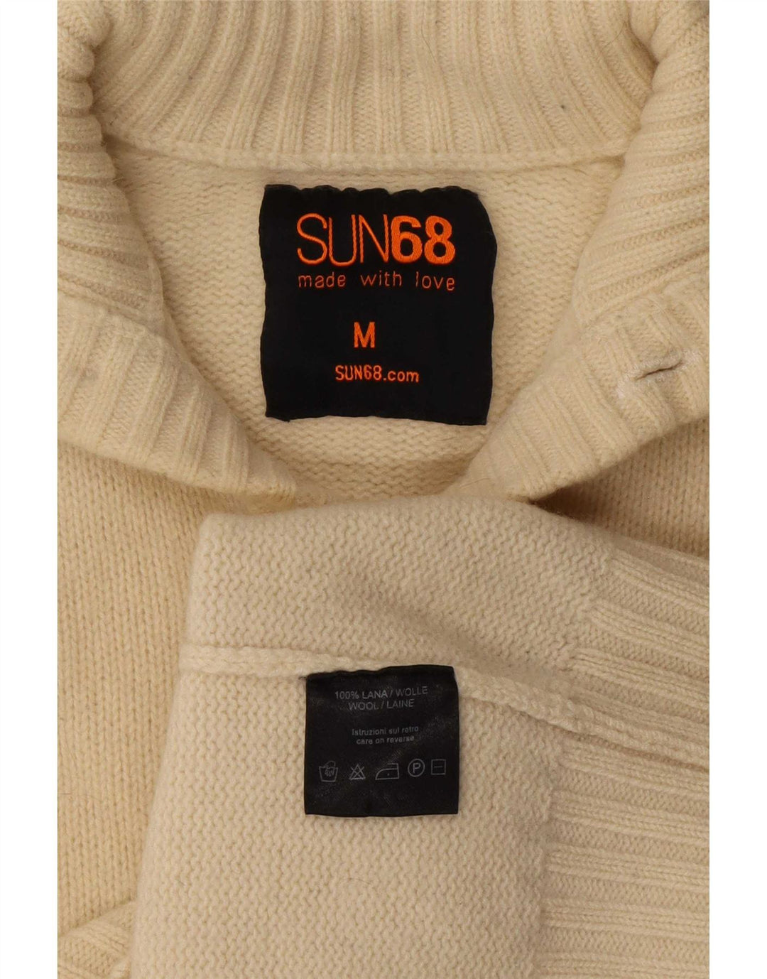 Sun68 Womens Cardigan Sweater UK 14 Medium Off White Wool