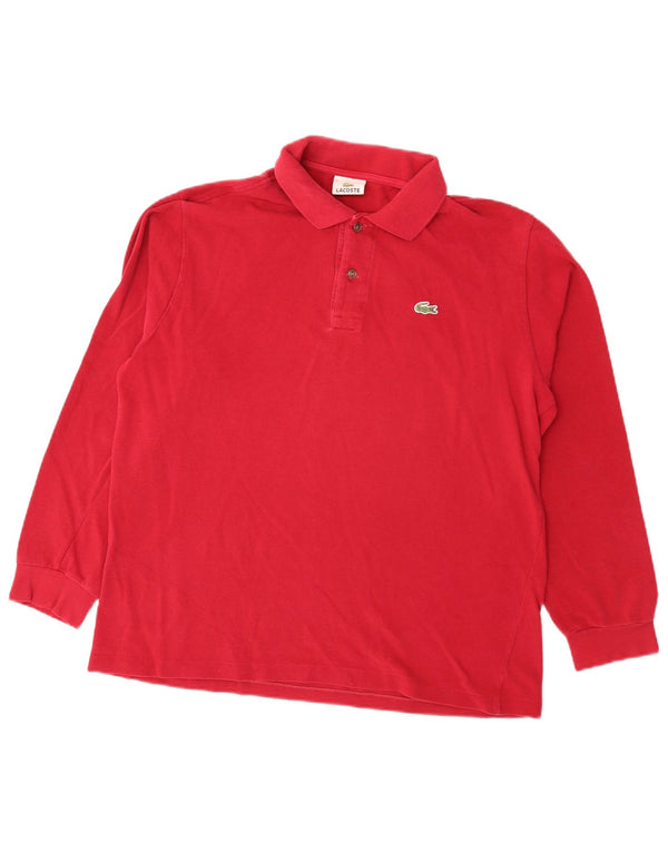 Polo da uomo a maniche lunghe Lacoste taglia 5 grande in cotone rosso