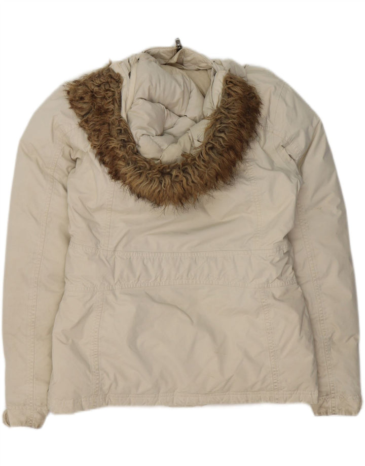 THE NORTH FACE Womens Hooded Padded Jacket UK 14 Medium Off White