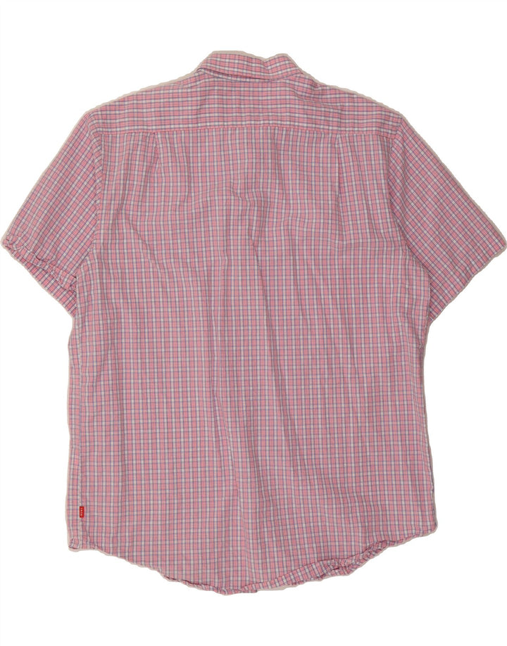 IZOD Mens Short Sleeve Shirt XL Pink Check Cotton Vintage Izod and Second-Hand Izod from Messina Hembry 