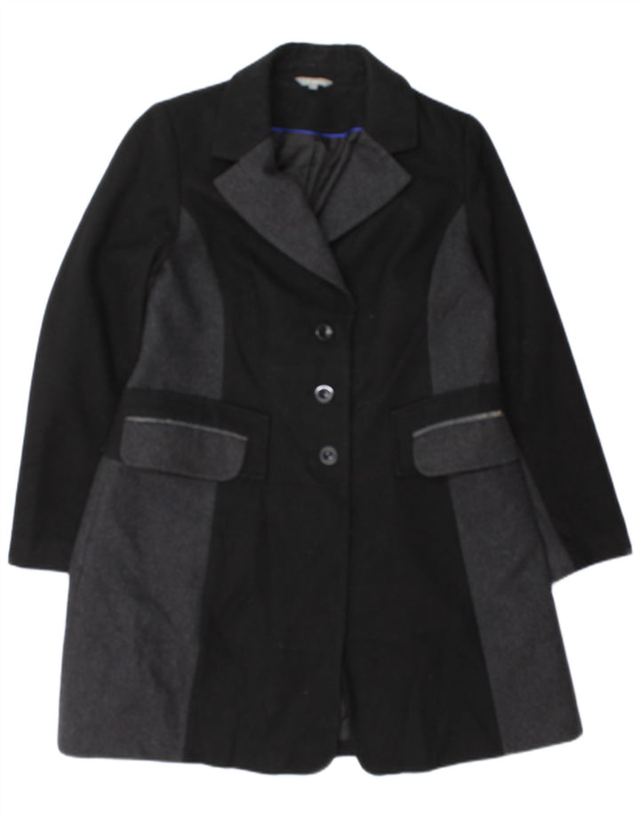 Cappotto da donna Marks & Spencer UK 16 grande in lana color block nero
