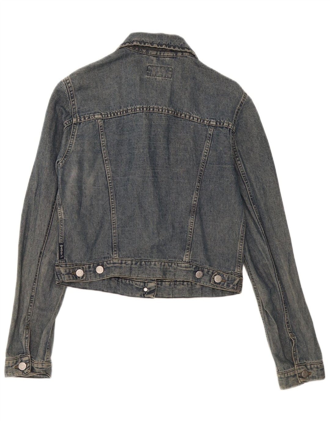 Armani Jeans Dame Crop Denim Jacket UK 12 Medium Blue Linen