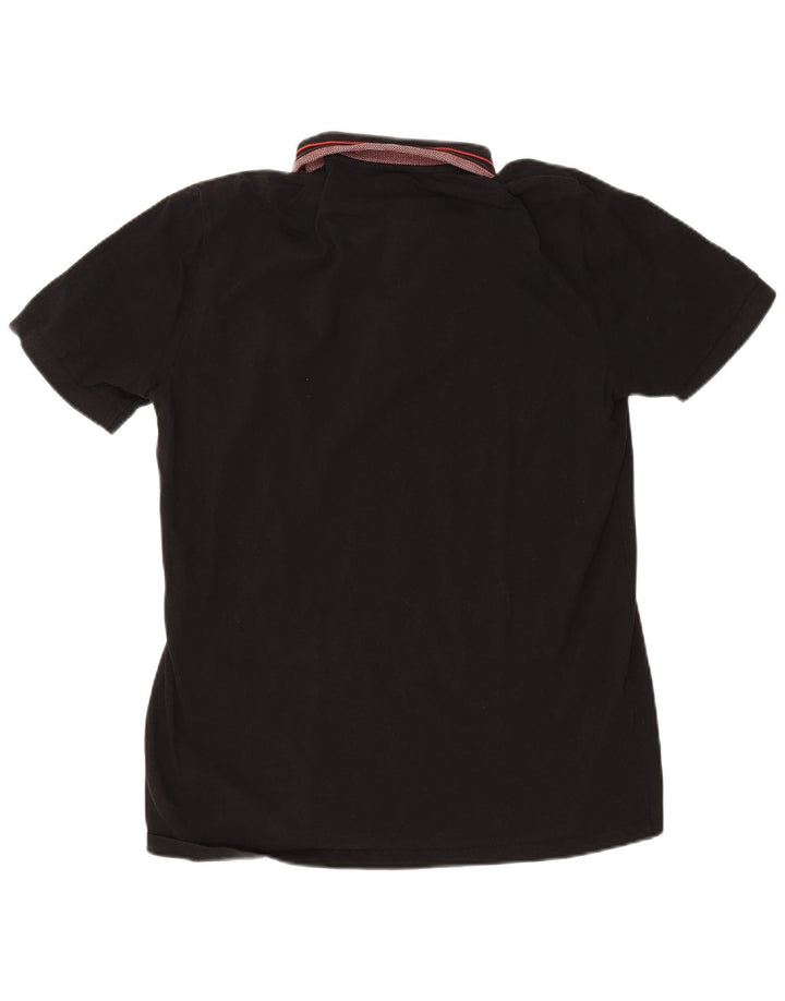 Hugo Boss Mens Polo Shirt Large Black Striped Cotton