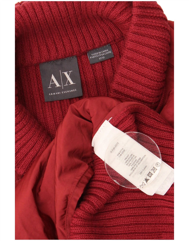 ARMANI EXCHANGE Mens Cardigan Sweater Medium Red Nylon