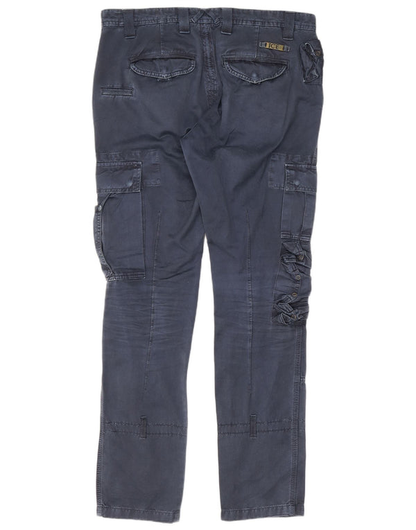 Iceberg Ανδρικό Slim Cargo Παντελόνι IT 50 Large W34 L32 Navy Blue Cotton