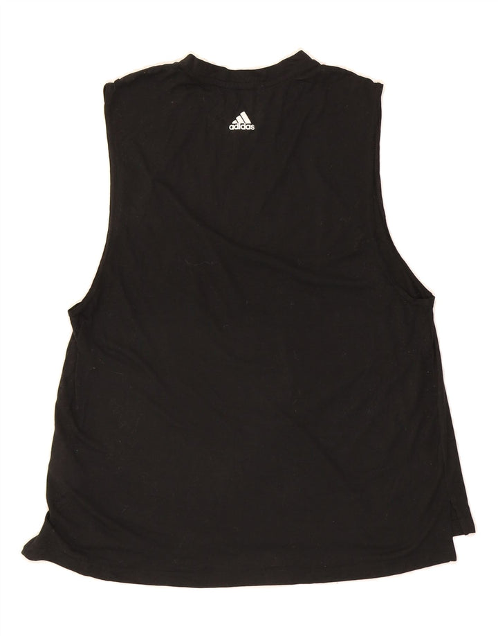 ADIDAS Womens Graphic Vest Top UK 16/18 Large Black Polyester Vintage Adidas and Second-Hand Adidas from Messina Hembry 