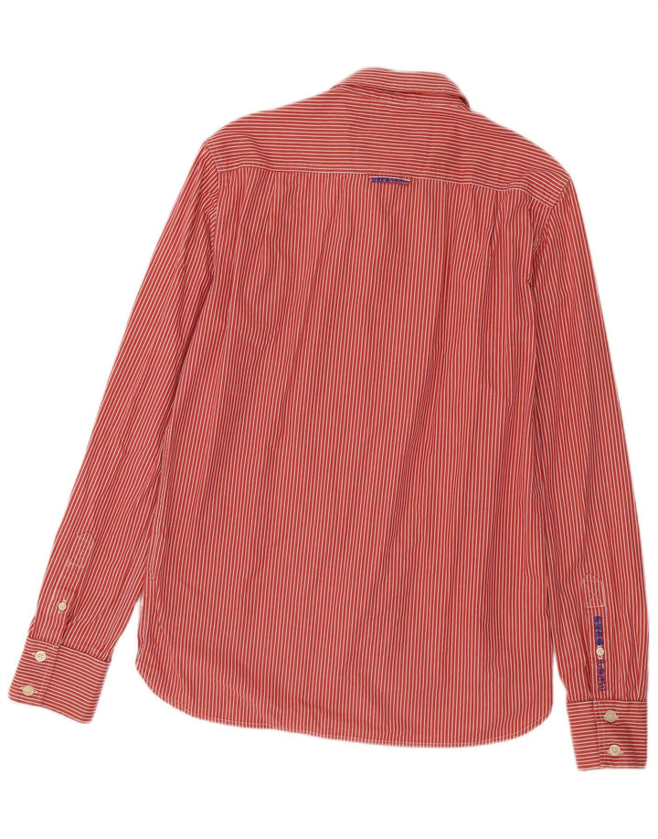 Superdry Mens Shirt Large Red Pinstripe Cotton