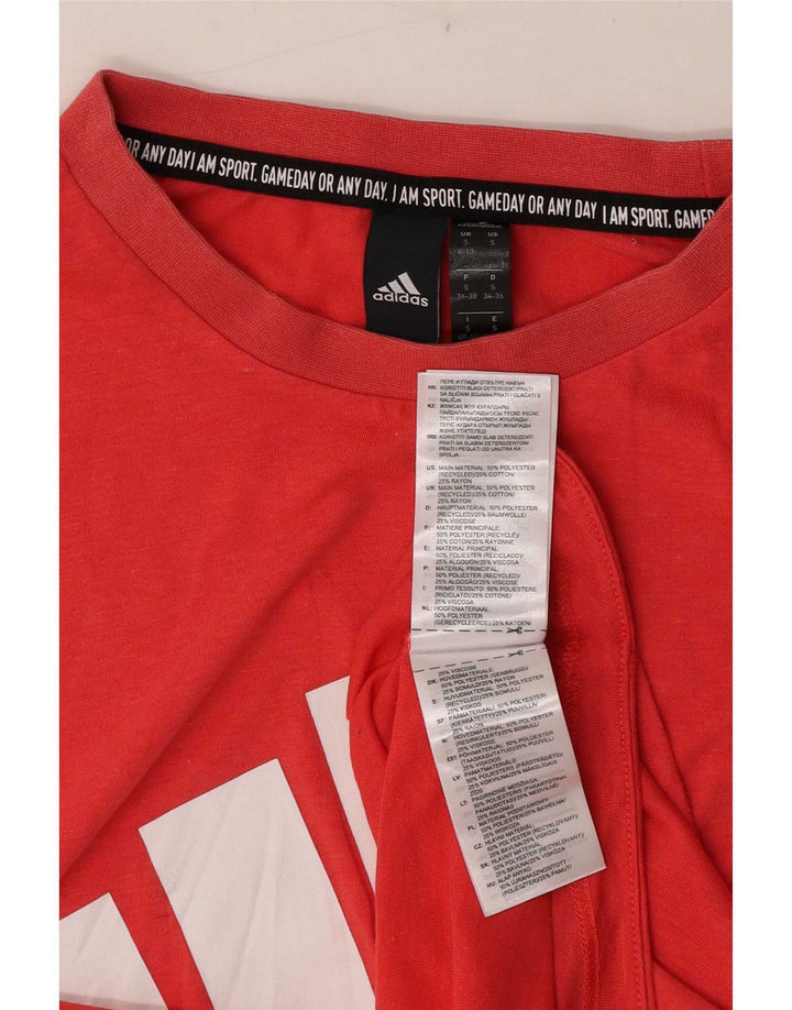 Adidas Dame Grafisk Vest Top UK 8/10 Lille Rød Polyester