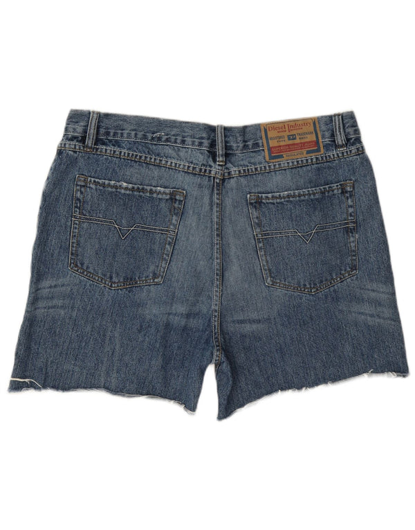 Pantaloncini di jeans invecchiati da uomo Diesel W38 XL in cotone blu