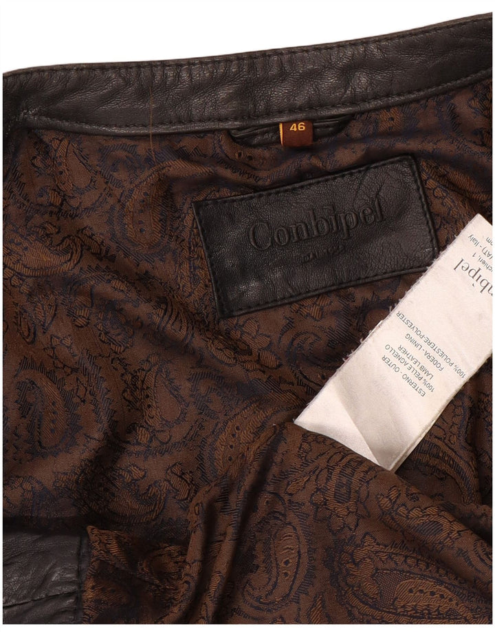 Conbipel Womens Crop Leather Jacket IT 46 Large Black Leather