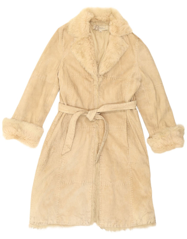 Vintage Damen Ledermantel IT 48 XL Beige Patchwork Leder