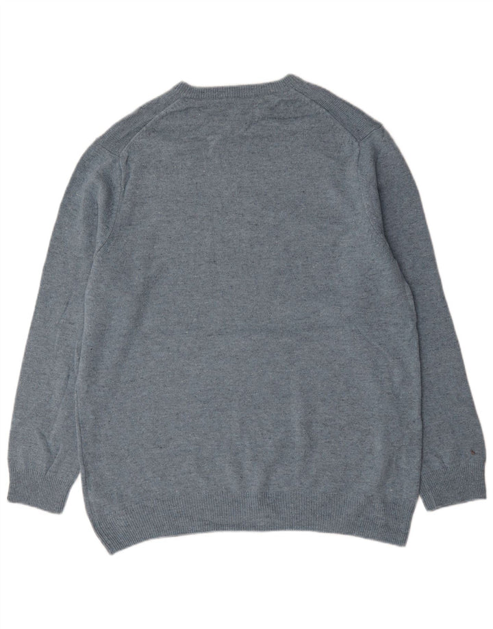 Marks & Spencer Herre sweater med rund hals 2XL Blå Flecked Lammeuld