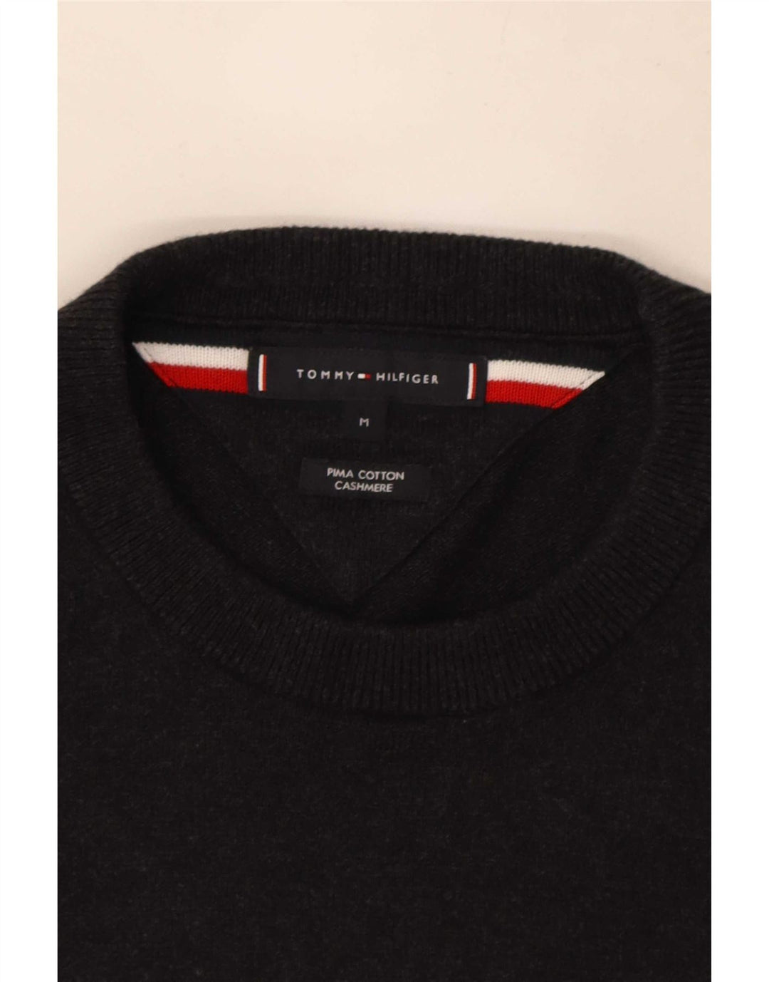 Tommy Hilfiger Mens Crew Neck Jumper Sweater Medium Grey Cotton
